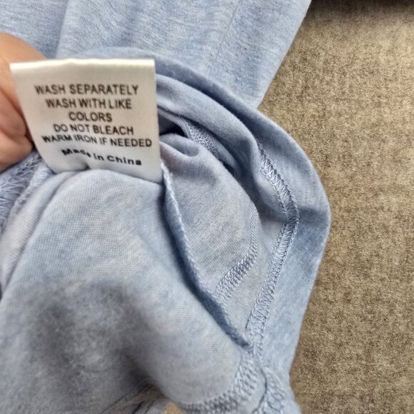 Light Blue Long Sleeve V-Neck Lightweight Shirt Rayon Polyester Blend - Picture 4 of 6